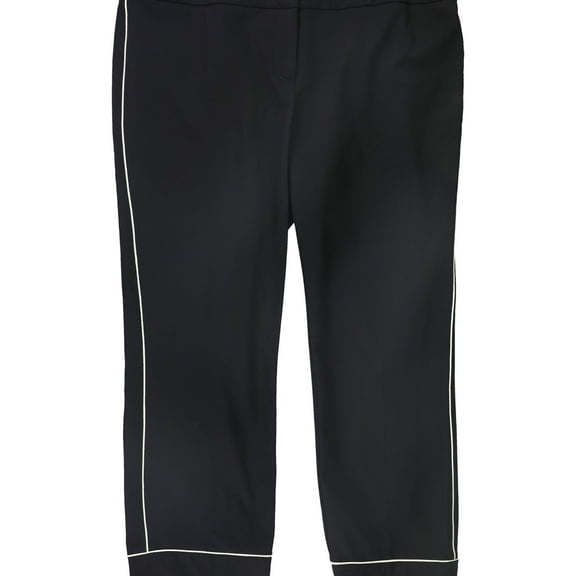 Alfani Womens Piping Casual Trouser Pants, Black, Plus Size, 14W