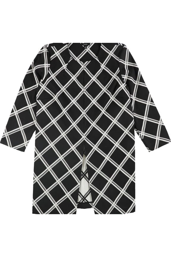 Womens Plaid Jacket, Black, X-Large