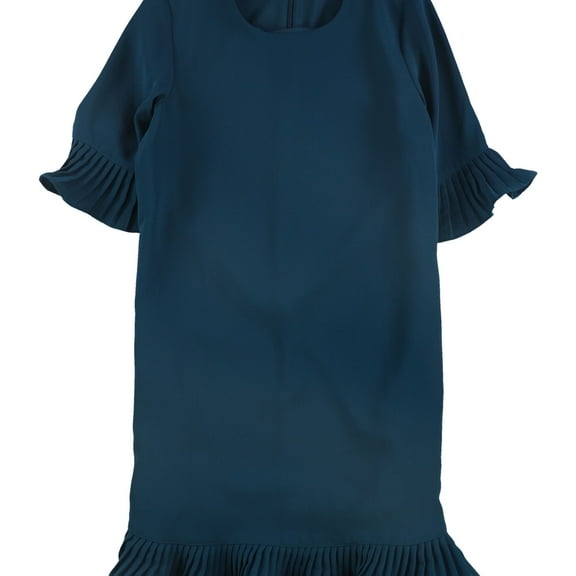 Alfani Womens Pleated Flounce Dress, Blue, 2