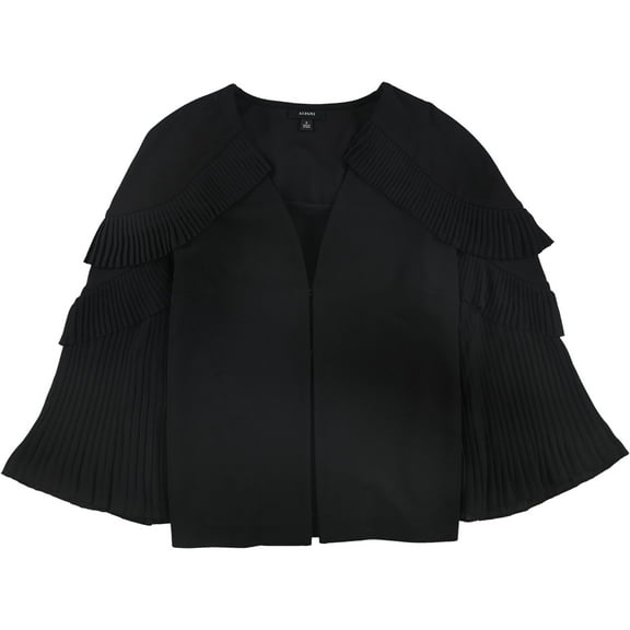 Alfani Womens Pleated Jacket, Black, Large