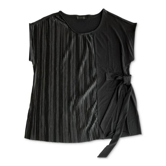 Alfani Womens Pleated Side-Tie Pullover Blouse, Black, Large