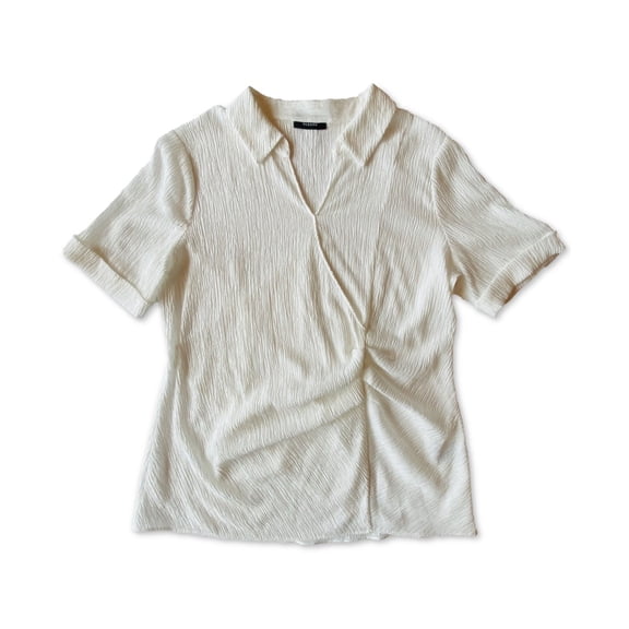 Alfani Womens Pleated Waist Surplice Henley Top Beige XL