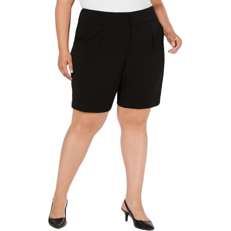 Alfani Plus Size Wide Waistband Shorts Deep Black 18W
