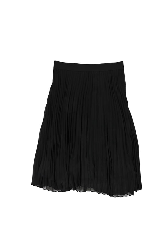 Womens Plus Dressy Pleated Midi Skirt Black 1X