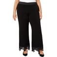 thumbnail image 1 of Alfani Womens Plus Lace Trim Stretch Wide Leg Pants, 1 of 2