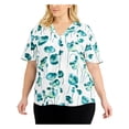thumbnail image 1 of Alfani Womens Plus Printed Split Neck Pullover Top, 1 of 3