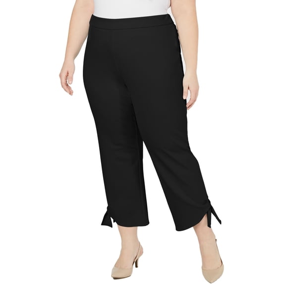 Alfani Womens Plus Side Tie Ankle Cropped Pants