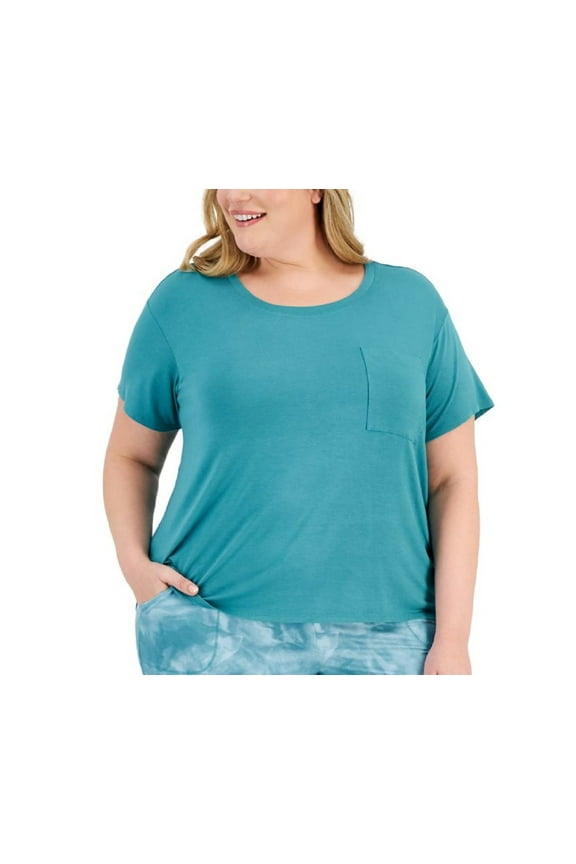 Womens Plus Size Essentials Pajama T-Shirt Size 3X Color Greenblue Slate