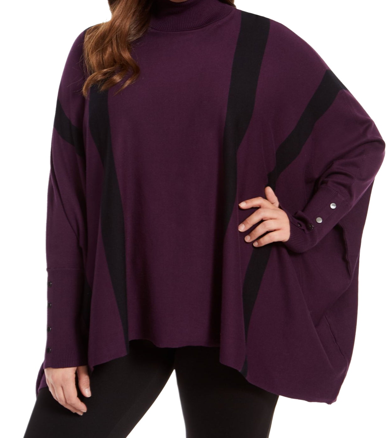 Alfani striped top poncho sweater