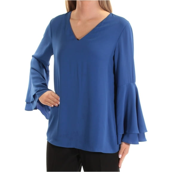 Alfani Womens Poet Sleeve Tunic Blouse, Blue, 8