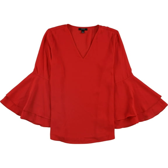 Alfani Womens Poet Sleeve Tunic Blouse, Red, 14