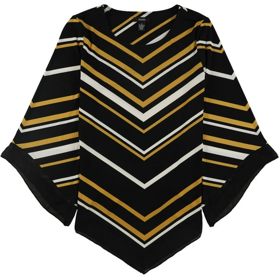 Alfani Womens Point Hem Pullover Blouse, Black, Medium