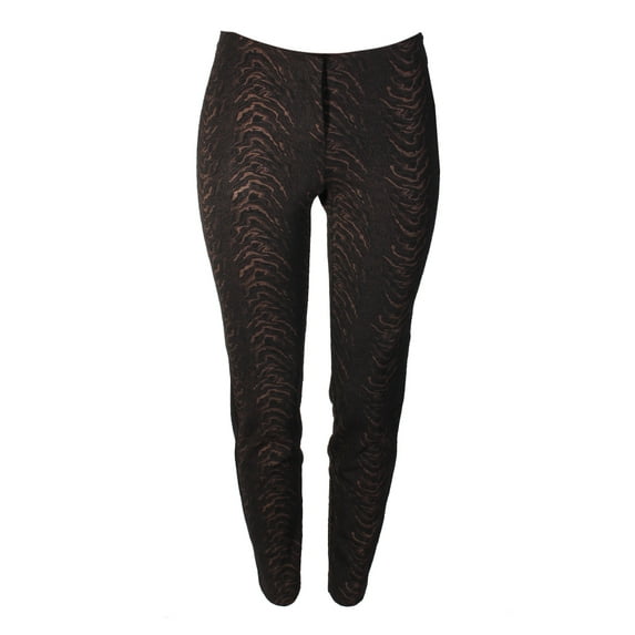 Alfani Womens Prima Black Gold Foil-Print Slim-Leg Pants 2