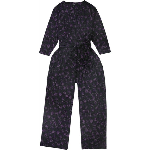 Alfani Womens Printed Jumpsuit, Purple, Plus Size, 2X