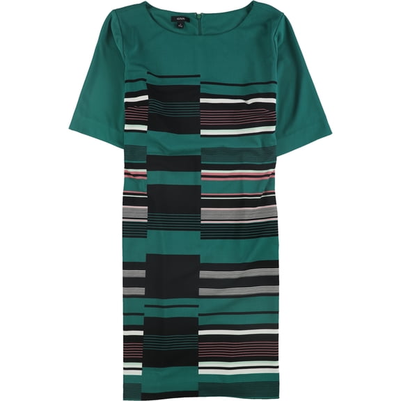 Alfani Womens Printed Sheath Dress, Green, 6