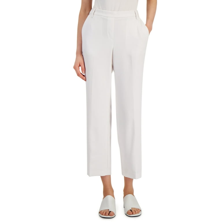 Alfani Womens Pull On Wide Leg Pants Bright White 12