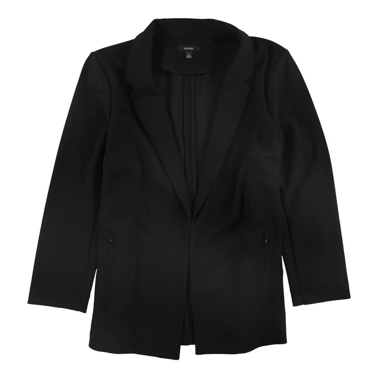 Alfani Womens Racing Stripe Blazer Jacket, Black, Medium 
