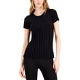 thumbnail image 1 of Alfani Womens Ribbed Scoop Neck Sweater Deep Black M, 1 of 1
