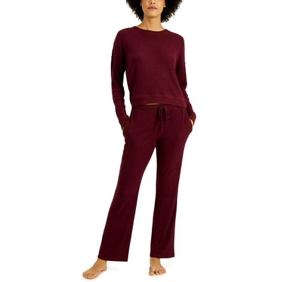 Alfani Womens Ribbed Wide Leg Pajama Set