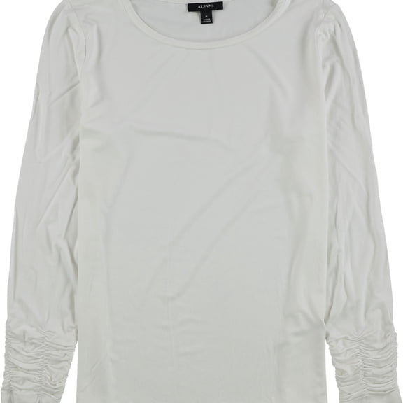 Alfani Womens Ruched Sleeve Pullover Blouse, White, XX-Large