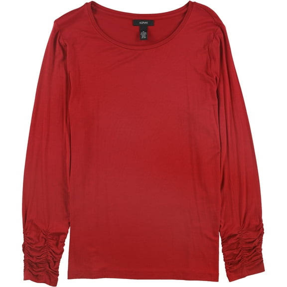 Alfani Womens Ruched Sleeves Basic T-Shirt