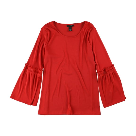 Alfani Womens Ruffle-Trim Basic T-Shirt, Red, XX-Large