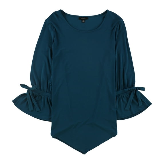 Alfani Womens Ruffled-Sleeve Knit Blouse, Blue, Large