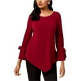 thumbnail image 1 of Alfani Womens Ruffled-Sleeve Knit Blouse, Purple, Medium, 1 of 1