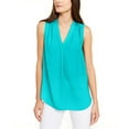 thumbnail image 1 of Alfani Womens Satin V Neck Tank Top Teal Oasis S, 1 of 1
