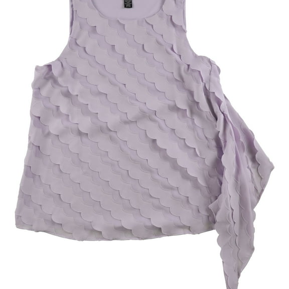 Alfani Womens Scalloped Pullover Blouse, Purple, Medium