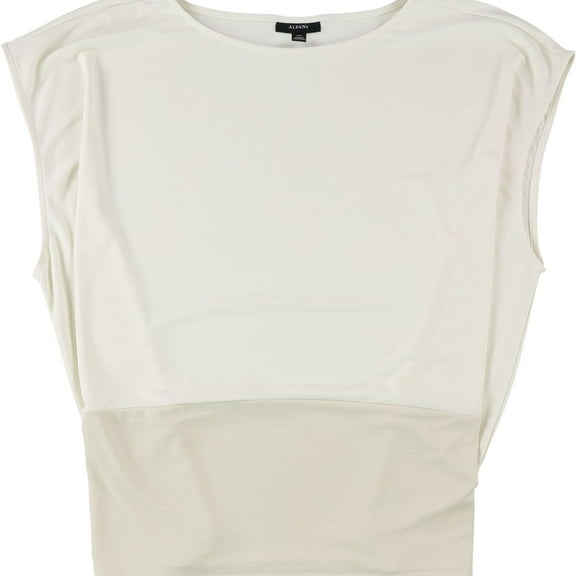 Alfani Womens Seamed Sleeveless Blouse Top, White, Small