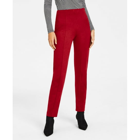 Alfani Womens Seamed Tummy Panel Pull On Pants Red Burgundy 10