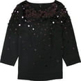 thumbnail image 1 of Alfani Womens Sequined Pullover Blouse, Black, Plus Size, 1X, 1 of 2