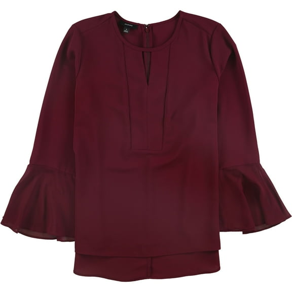 Alfani Womens Sheer Bell-Sleeve Pullover Blouse, Red, Medium
