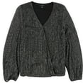 thumbnail image 1 of Alfani Womens Shimmer Pullover Blouse, Black, Medium, 1 of 1