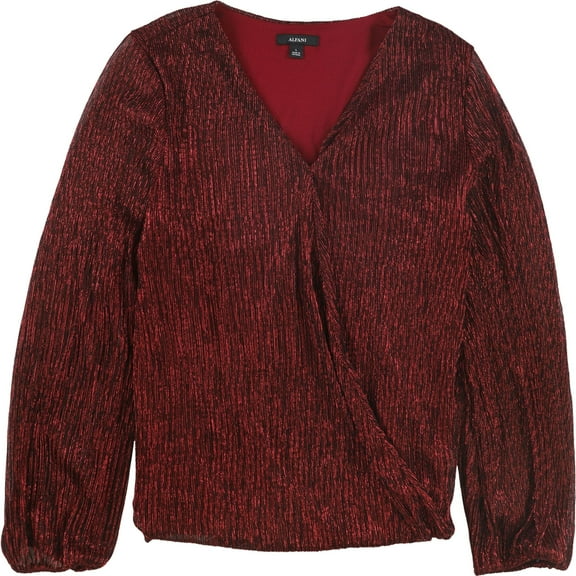 Alfani Womens Shimmer Pullover Blouse, Red, X-Large