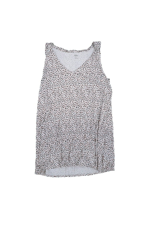 Womens Shirt V-Neck Tank Sleeveless Top Multi Dots White Xl New