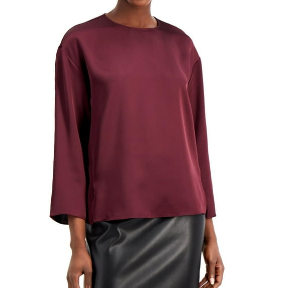 Alfani Womens Side-Slit Top, PURPLE, Size M