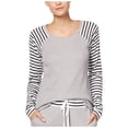 thumbnail image 1 of Alfani Womens Sleepwear Striped Sleeve Thermal Pajama Top Only,1-Piece, Small, Grey Heather, 1 of 2