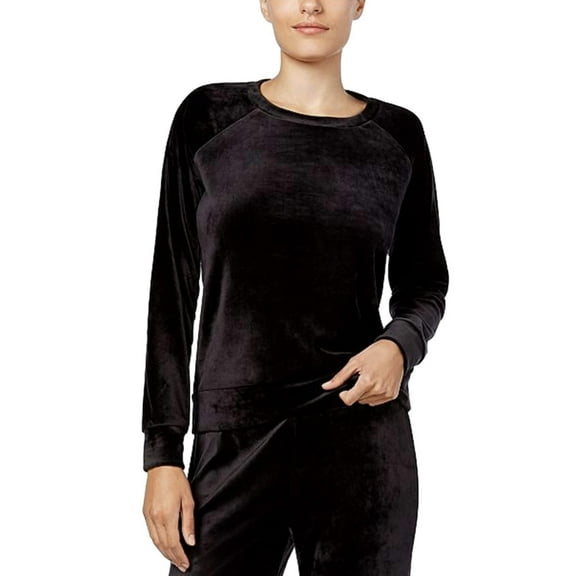 Alfani Womens Sleepwear Velvet Pajama Top Only,1-Piece, Large, Classic Black