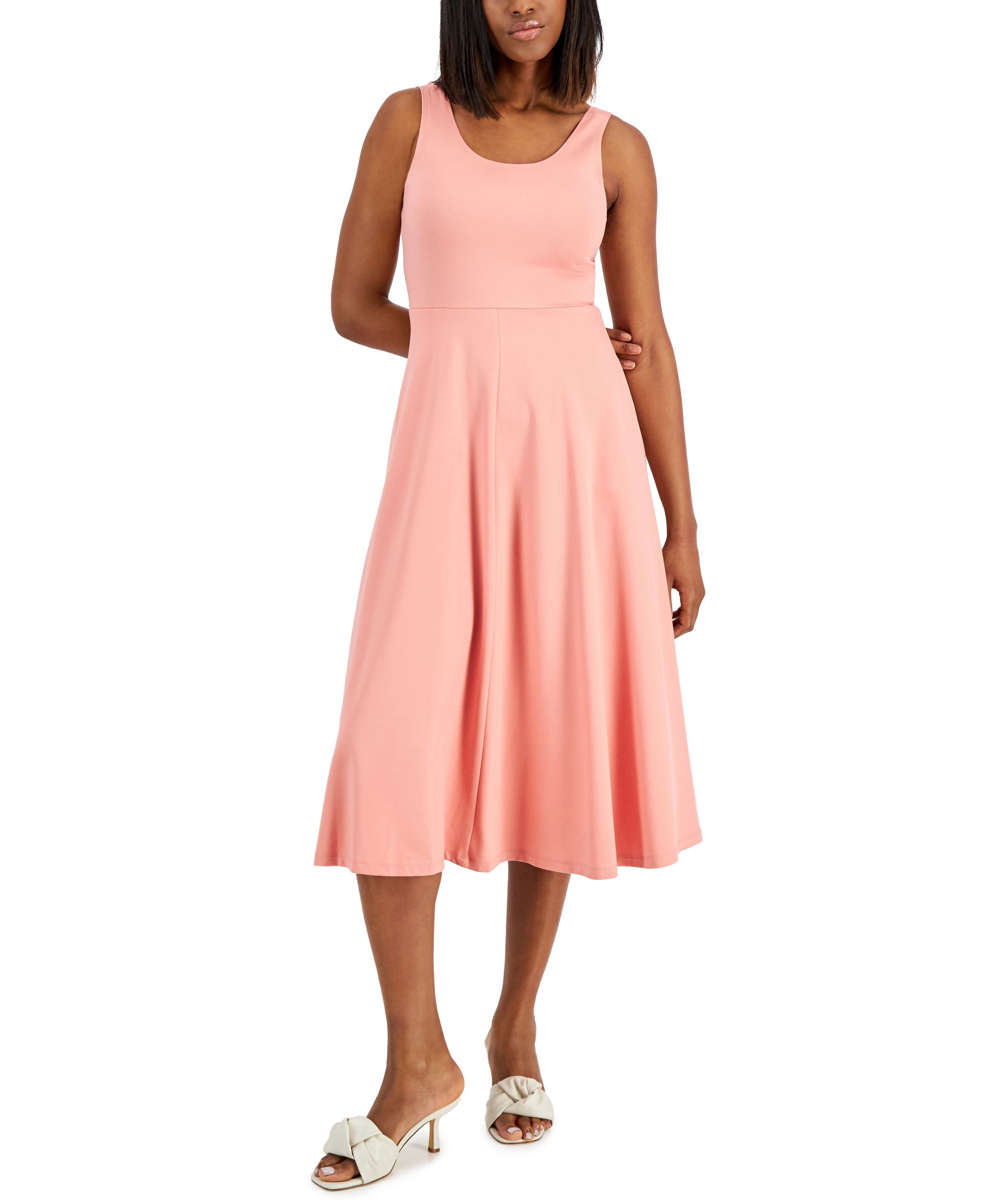 alfani tank fit & flare midi dress Fit-and-Flare Cotton Midi Dress with Bow Pure White / 12 main image 1