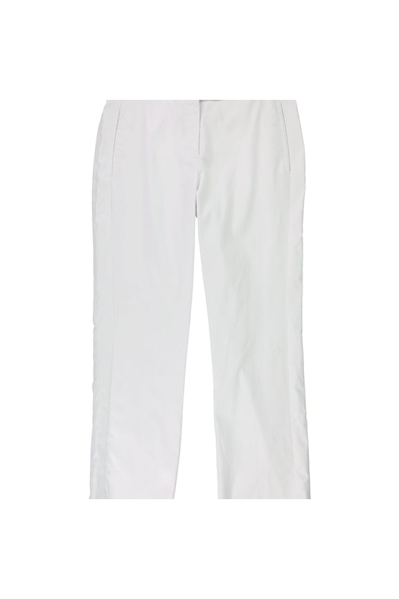 Womens Slit-Hem Casual Cropped Pants, White, 2