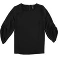 thumbnail image 1 of Alfani Womens Smocked Tunic Blouse, Black, Large, 1 of 1
