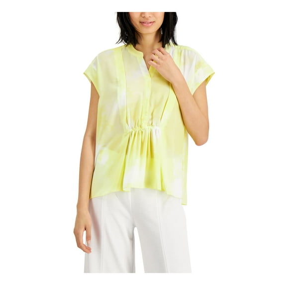 Alfani Womens Soft Serenity Pullover Blouse, Yellow, X-Small