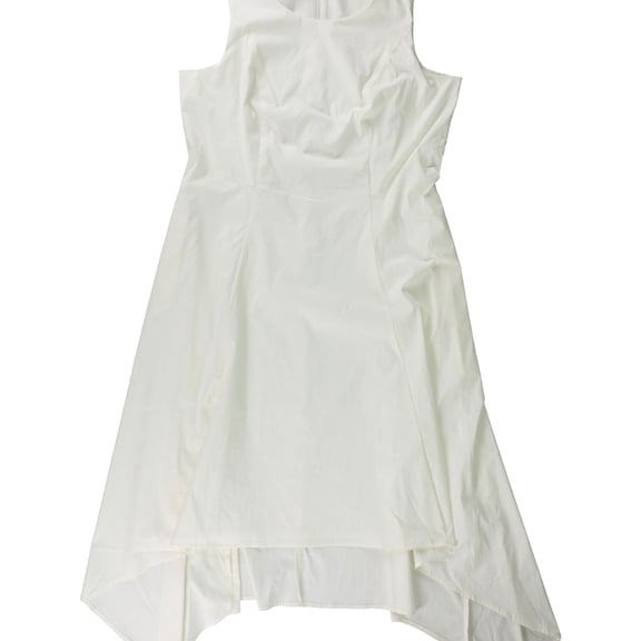 Alfani Womens Solid Asymmetrical Dress, Off-White, 8