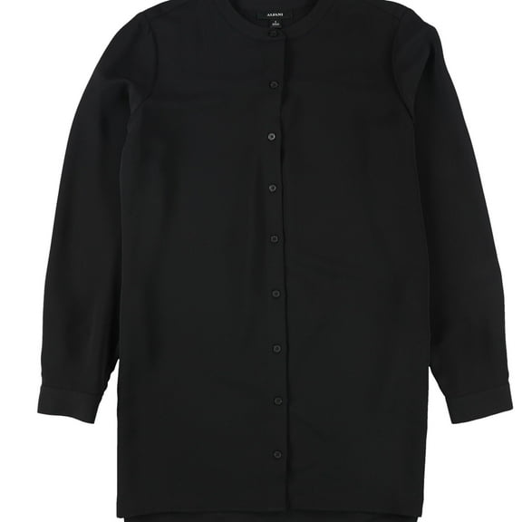 Alfani Womens Solid Button Up Shirt, Black, Small