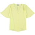 thumbnail image 1 of Alfani Womens Solid Button Up Shirt, Yellow, Medium, 1 of 2