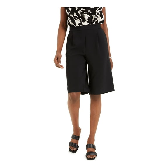 Alfani Womens Solid Casual Walking Shorts, Black, Large