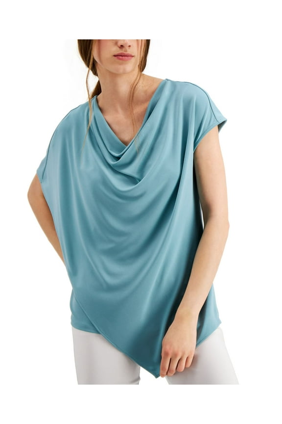 Womens Solid Pullover Blouse, Blue, Medium