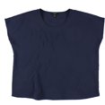 thumbnail image 1 of Alfani Womens Solid Scoop Neck Basic T-Shirt, Blue, X-Large, 1 of 2